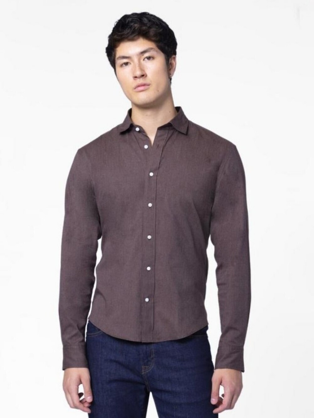 NWOT  Indochino Jeffery Melange Herringbone Brown Casual Shirt